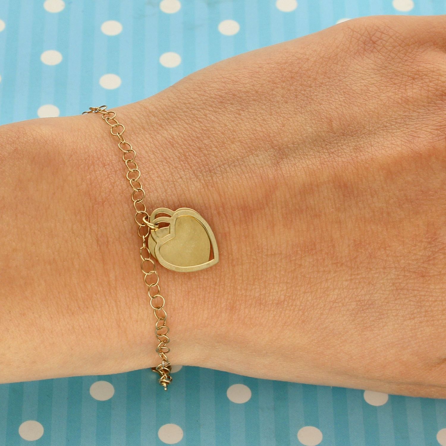 Złota bransoletka Dall'Acqua Gold łańcuszkowa z dwoma zawieszkami w kształcie serca B FG 8874 (2).jpg